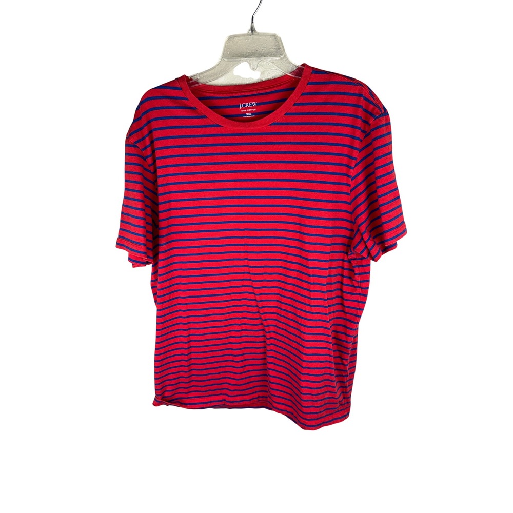 J.Crew Re-Imagined Mens XXL Red Blue Striped Short Sleeve Cotton T-Shirt